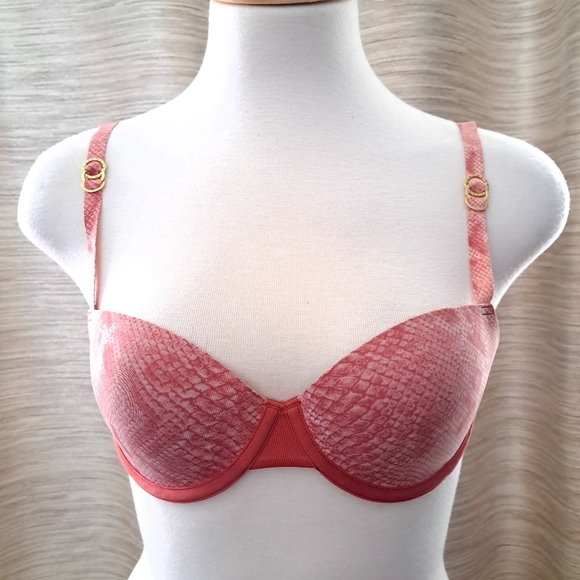 Stella McCartney | Pink snake skin pattern gold details women's bra 32C - Picture 1 of 9